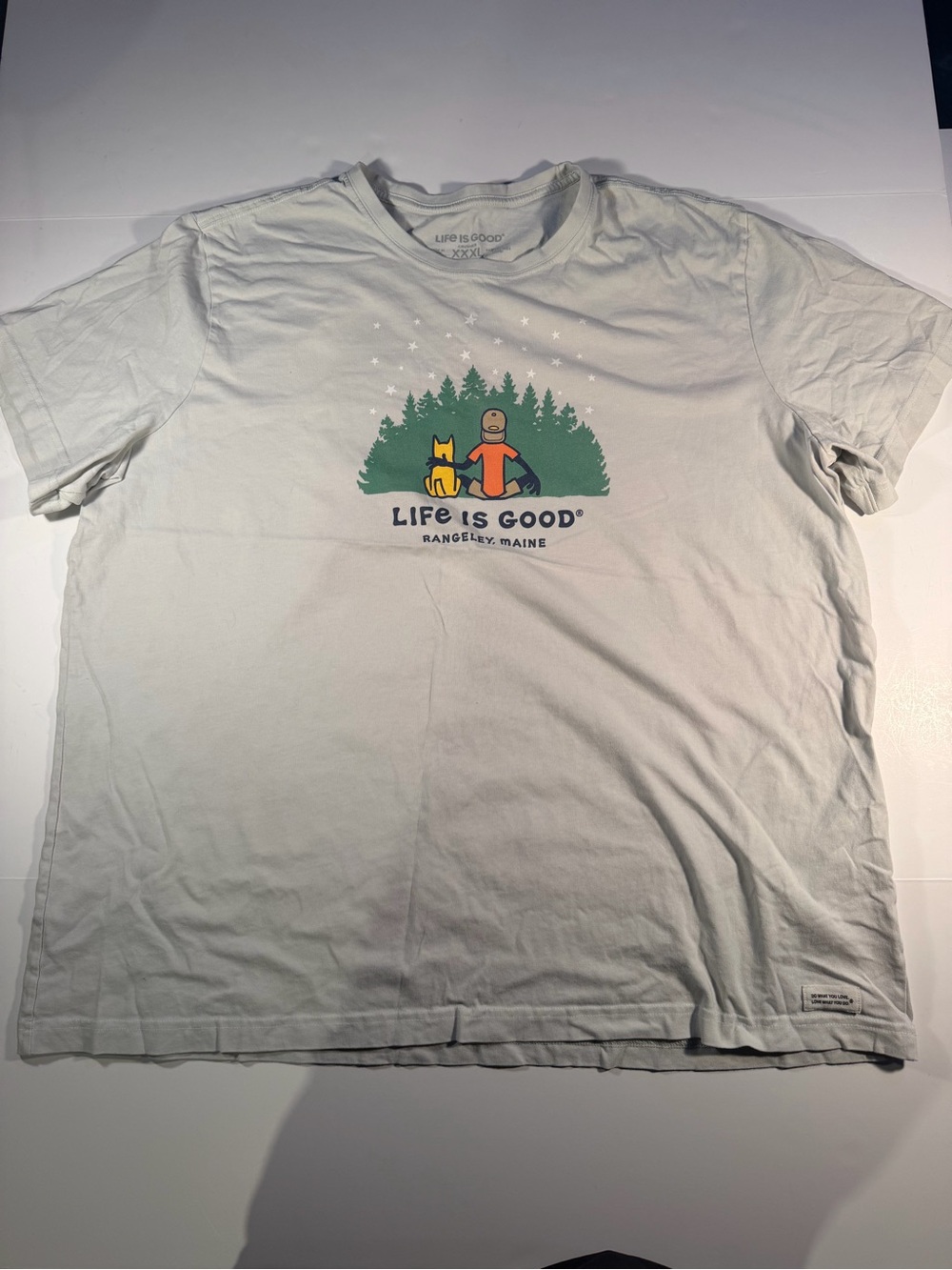 Life Is Good Light Gray Short-Sleeve Tee with Green Forest Graphic